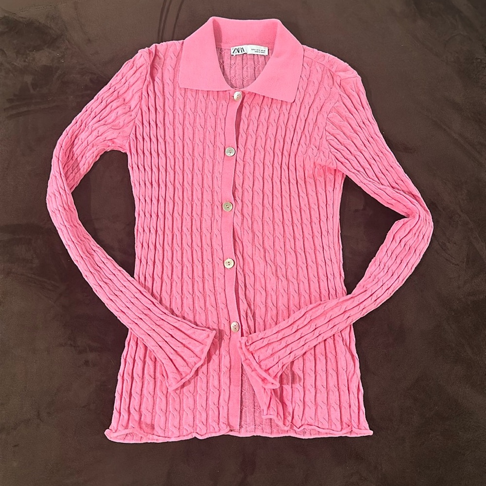 Zara pink knitted cardigan